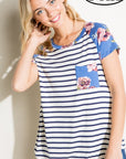 e Luna PLUS Striped Floral Mix Pocket Top