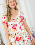 e Luna Plus Allover Floral Babydoll Top