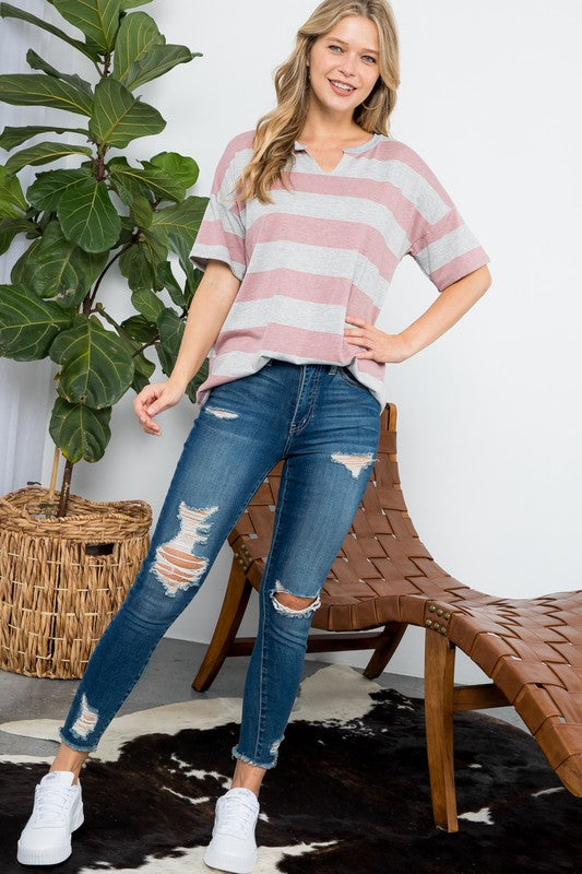 e Luna PLUS Striped Basic Top