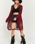 Plus Jade By Jane Fringe Knit Cardigan