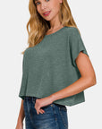 Zenana Round Neck Short Sleeve Crop T-Shirt