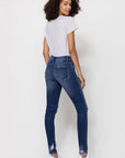 Flying Monkey Mid Rise Ankle Skinny w Distressed Hem Jean - Online Only