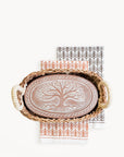 Bread Warmer & Basket Gift Set with Tea Towel - Tree of Life Oval