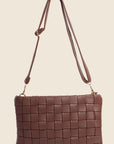 Fame Faux Leather Basket Weave  Crossbody Bag