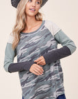 e Luna PLUS Camouflage Color Block Top