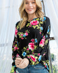 Allover Floral Lantern Sleeve Top