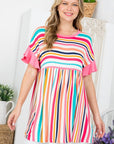 e Luna PLUS Striped Babydoll Tunic Top