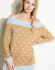 e Luna PLUS Polka Dot Off Shoulder Top