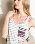 e Luna Mixed Stripe Pocket Tank Top