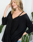 e Luna Solid Crossover Sexy Blouse