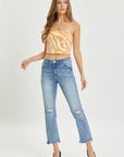 RISEN Full Size High Rise Distressed Cropped Straight Jeans