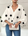Polka Dot Bubble Sleeve Blouse