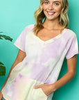 e Luna PLUS Tie Dye Thermal V-Neck Top