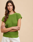 Annie Wear Round Neck Short Sleeve Sweater