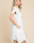 Culture Code Full Size Short Sleeve Ruffled Asymmetric Hem Dress