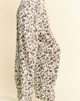 Davi & Dani Drawstring Leopard Wide Leg Pants