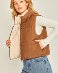 Love Tree Zip Up Cropped Contrast Reversible Vest