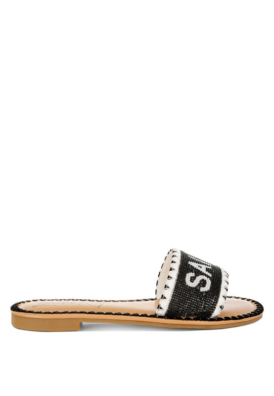 Luxe Getaway Beaded Saint Tropez Flat Slip Ons