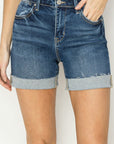 RISEN High Rise Cuffed Denim Shorts