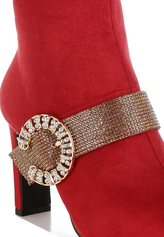 Asagao Diamante &amp; Rhinestones Strap Boots