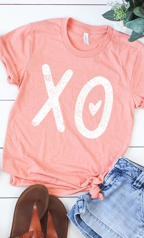 Distressed XOXO Heart Graphic Tee