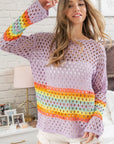 BiBi Rainbow Stripe Hollow Out Cover Up