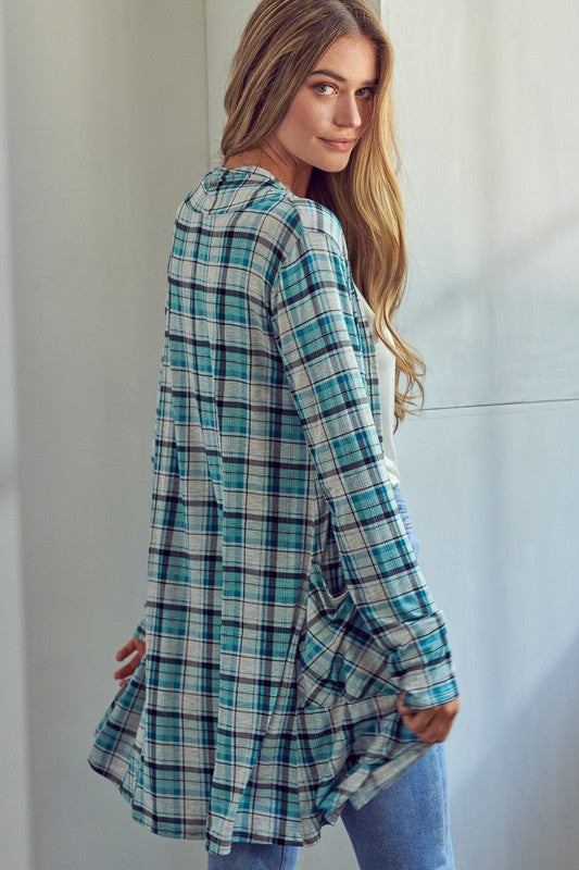 e Luna Plaid Long Cardigan