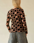 Davi & Dani Heart Print Long Sleeve Top