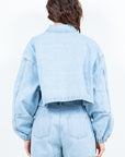 American Bazi Drawstring Waist Crop Denim Jacket