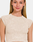 Zenana Ribbed Round Neck Cropped Top