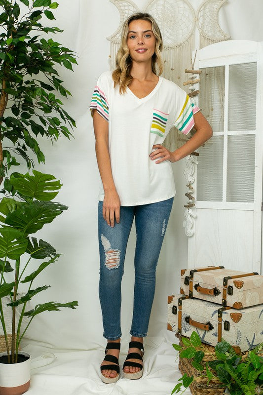 e Luna PLUS Multi Stripe Boxy Top