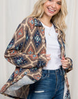 e Luna PLUS Fuzzy Aztec Button Down Shacket