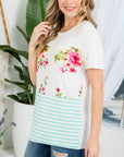 e Luna PLUS Floral Striped Mixed Top