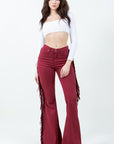 GJG Denim Texas Sun Fringe Bell Bottom Wine - Inseam 30