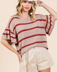 Mittoshop Striped Flounce Sleeve Knit Top