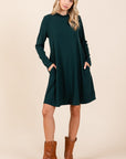 Mittoshop Mock Neck Long Sleeve Dress with Pockets