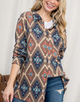 e Luna PLUS Fuzzy Aztec Button Down Shacket