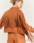 Jade By Jane Faux Suede Studded Fringe Jacket