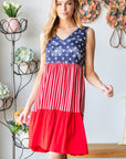 Heimish Full Size US Flag Theme Contrast Tank Dress