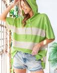 First Love Color Block Short Sleeve Hooded Top