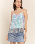 J.NNA Sequin Tassel Hem Flowy Cami