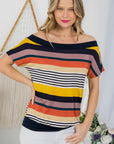 e Luna PLUS Striped Offshoulder Top