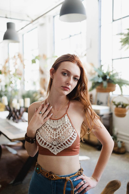 Crochet Lace High Neck Bralette - Online Only – My Pampered Life Seattle