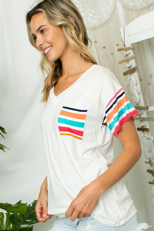 e Luna PLUS Multi Stripe Boxy Top