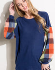 e Luna Multi Plaid Mixed Top