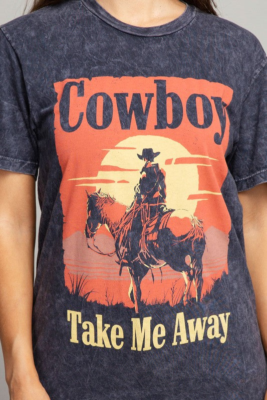 Cowboy Take Me Away Graphic Top - Online Only