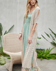 Davi & Dani Solid Long Cardigan With Fringe