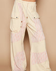 POL Crochet Contrast Drawstring Wide Leg Pants