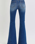 RISEN Distressed Button-Fly Flare Jeans