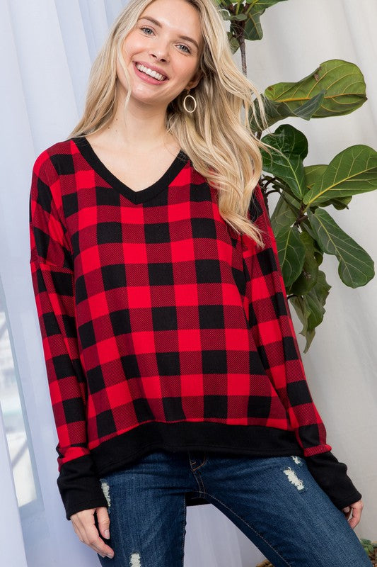 Cozy Buffalo Check Top - Online Only